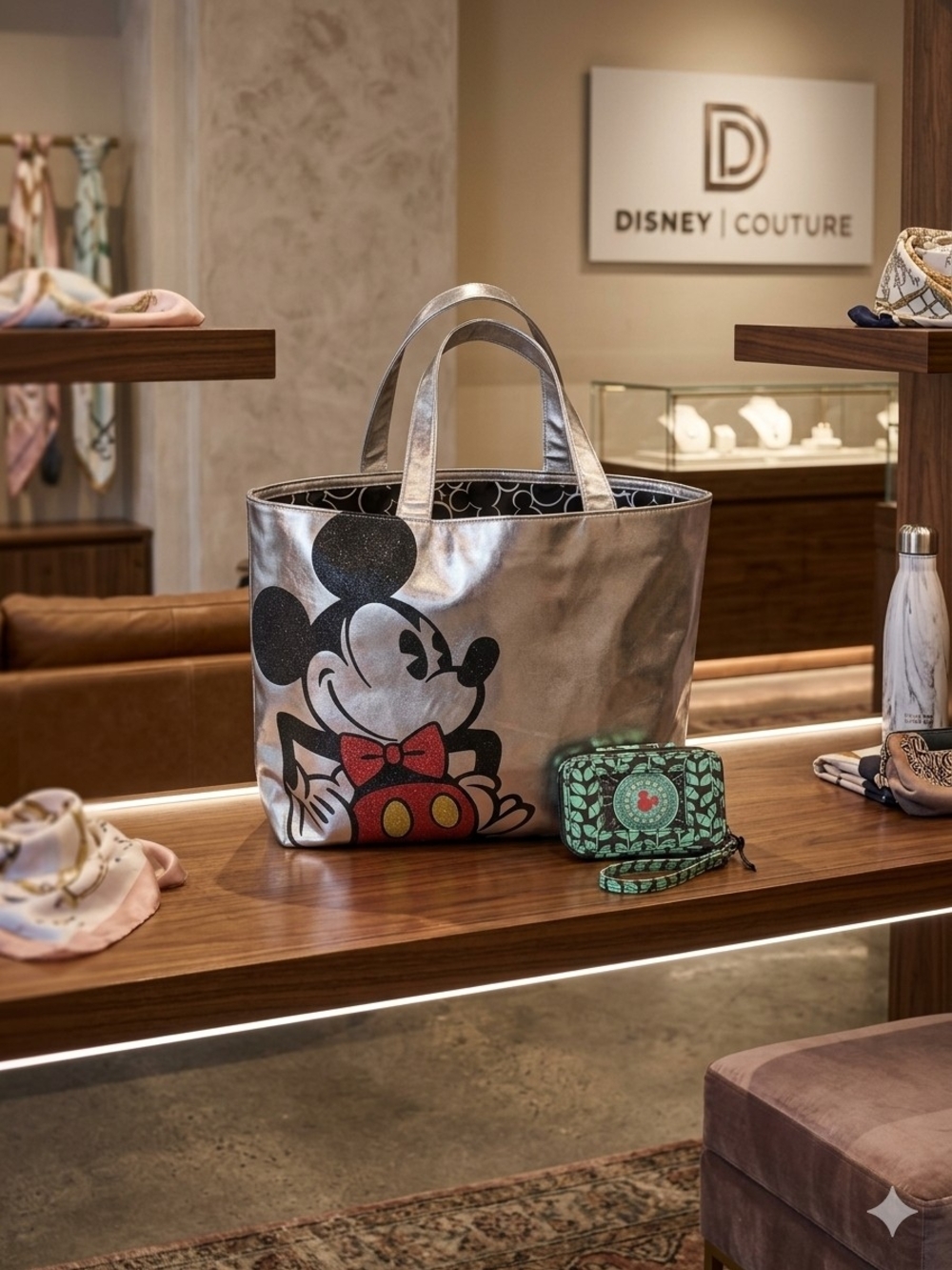 Silver Mickey Tote Bag/ Wallet